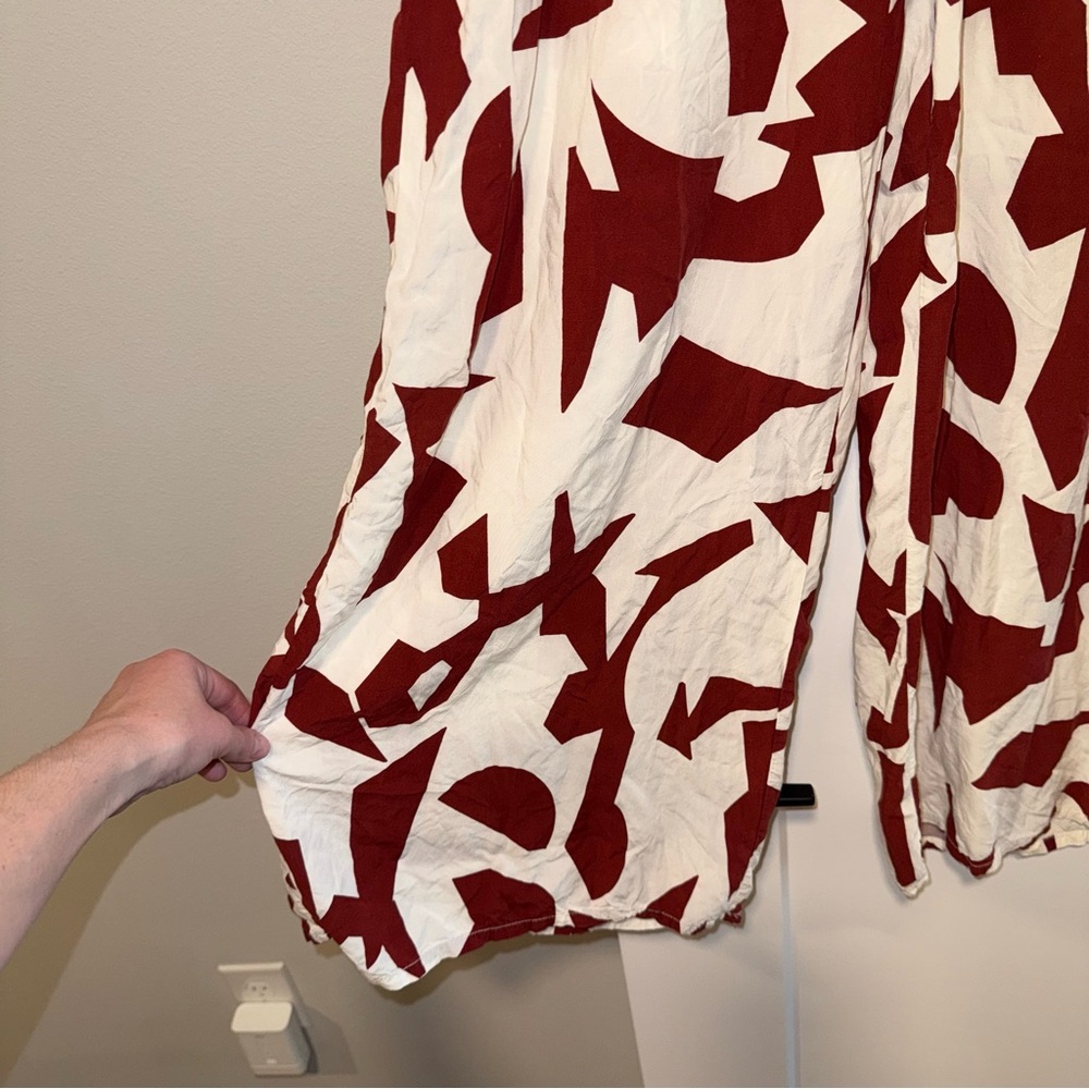 Cynthia Rowley Cream & Rust Abstract Print Pants - Picture 3 of 5